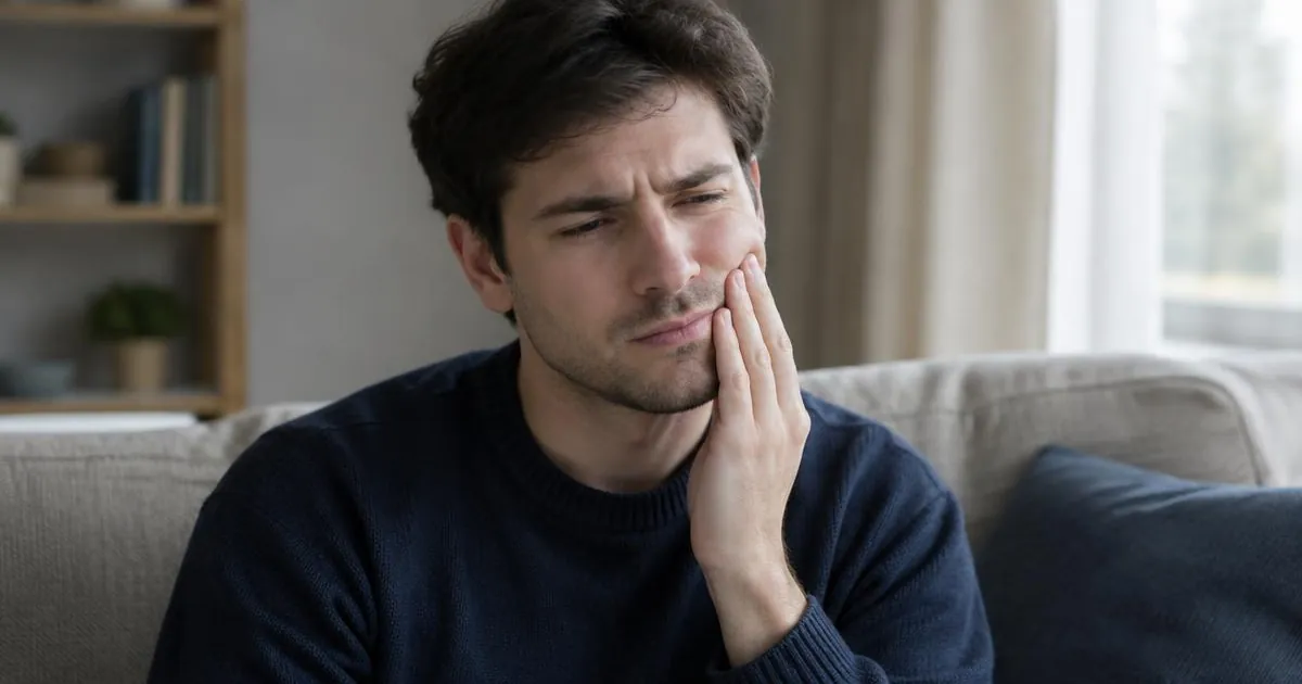 Pessoa com dor de dente procurando avaliação odontológica